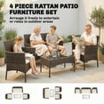 thumbnail image 4 of Outsunny Ensemble de Mobilier de Patio en Osier 4 Pcs avec Causeuse 2 Chaises Beige, 4 of 10