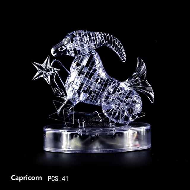 3D Crystal Puzzle Jig-saw Clear Twelve 12 Constellation Astrolog Flash LED Light