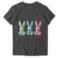 thumbnail image 4 of Pisexur Hauts de Printemps pour Femmes 2025, Hauts d'Entraînement Femmes, Hauts d'Entraînement Femmes T-Shirt Imprimé Manches Courtes Col Rond Chandail à la Mode Gris Foncé, 2TG, 4 of 5