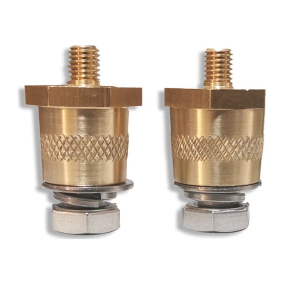 Borniers de Charge pour Batterie en Laiton M6 à Filetage Mâle - Lot de 2, Jaune/argent, 10x6x2 cm, 96 g, pour Raccords de Batterie de Voiture avec Vis Assorties