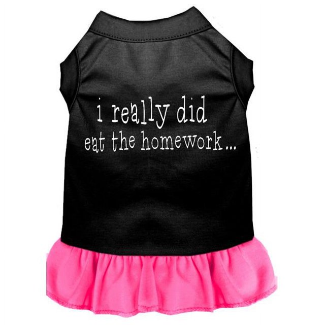 I Really Did Eat The Homework Screen Print Dress Black With Bright Pink Lg (14)