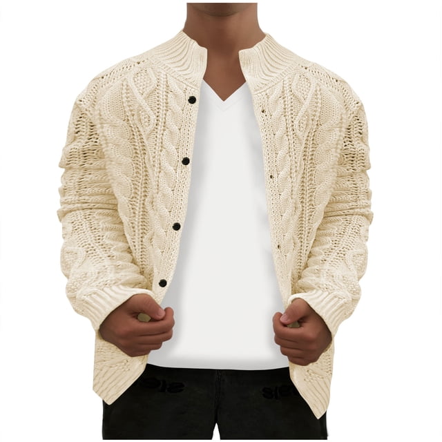 Birdeem Mens Cardigan Sweaters with Buttonsmens Fashion Warm and Winter Solid Wool Knitted Sweater Button Cardigan Jacket