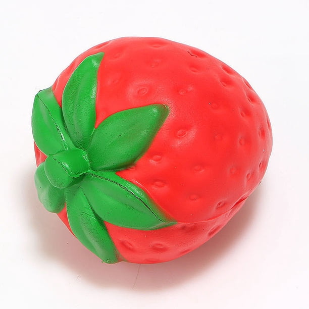 Squishy Fraise 14 cm, Balle Anti-Stress Fraise Jumbo Douce à Presser, Jouet Sensoriel Fruit Réaliste à Remontée Lente, Décor Bureau - Jeux - Jouets