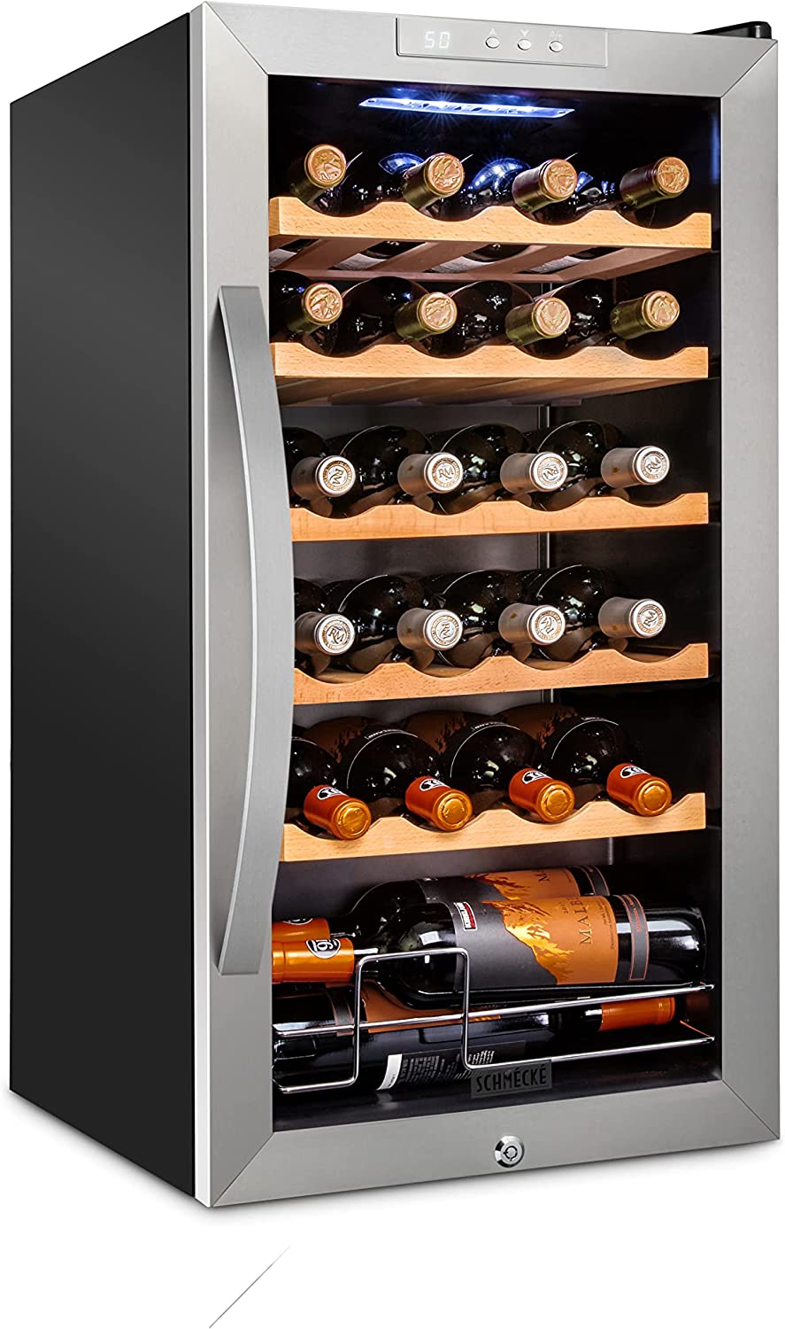Réfrigérateur à vin Schmecke, réfrigérateur à vin autonome, refroidisseur à vin de 24 bouteilles