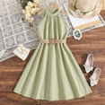 thumbnail image 1 of YOUSNH Robe Princesse Unie Sans Manches pour Tout-Petites Filles, Robe de Danse Fête, Vêtements, Robes pour Filles, Vert, 9-10 Ans, 1 of 6