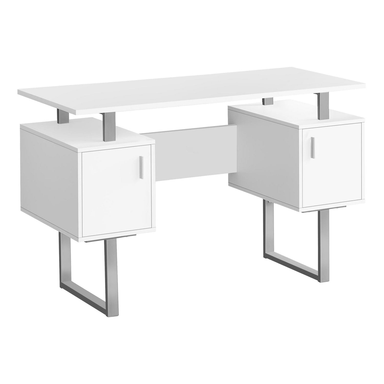 Monarch Specialties Bureau, Bureau À Domicile, Ordinateur Portable, Rangement, 48"l, Travail, Métal, Stratifié, Blanc, Gris, Contemporain, Moderne