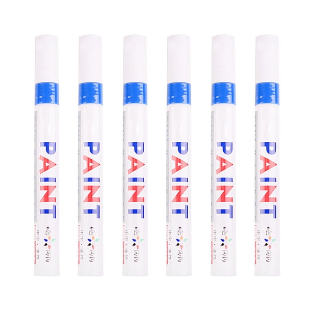Youkk 6pcs/set Marker Pens Easy To And Waterproof For Wide Range Of Surfaces No Fade Car Paint Pen blue 1Set