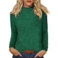 thumbnail image 1 of Floleo Women's Ribbed Turtleneck Fitted Tops Long Sleeve Shirts Basic Thermal Layering(Green,L), 1 of 9
