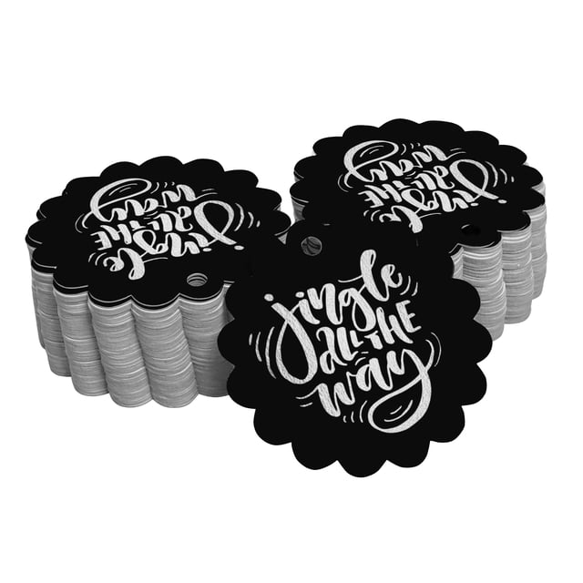 Inkdotpot Real Silver Foil Jingle All The Way Christmas Tags Favor Hang Paper Tags 50 Pieces