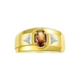 thumbnail image 1 of RYLOS Men's Rings 14K Yellow Gold Classic 7X5MM Oval Gemstone & Diamond Ring Smoky Quartz June Birthstone Rings For Men, Gold Rings Size 8, 1 of 7