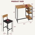 thumbnail image 3 of Dining Set for 2 or 4, Kitchen Table and Chairs for 2 with PU Cushion Chairs, 3/5 Piece Kitchen Table Set for Small Spaces, Apartment, Bar, 3 of 8