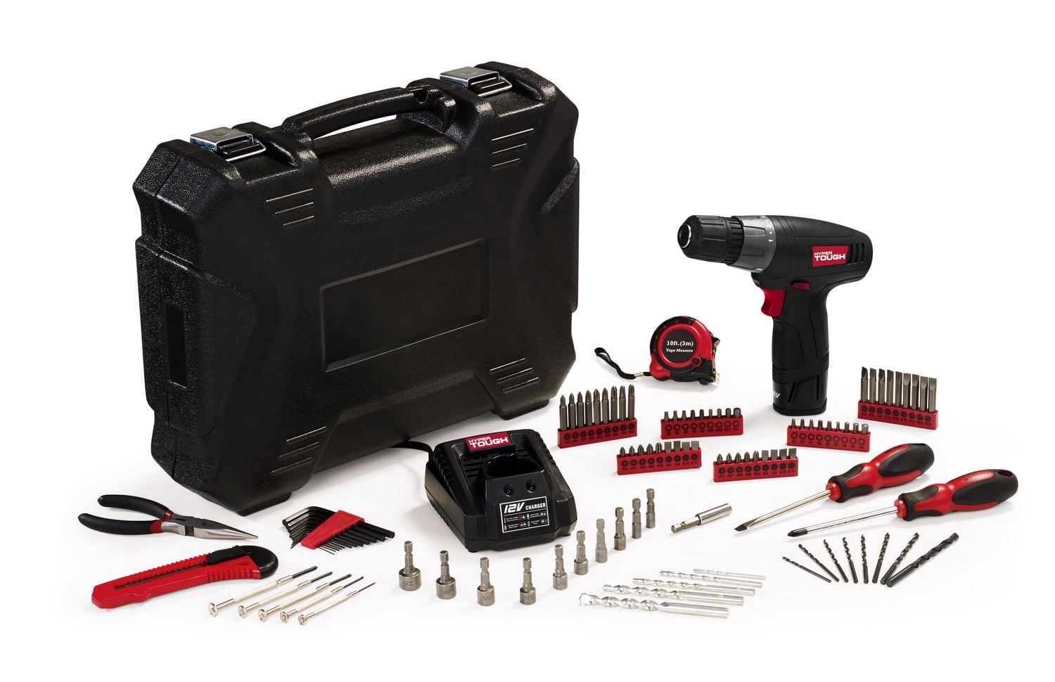 Hyper Tough 12-Volt Lithium-Ion Cordless Drill/Driver with 100 Pieces Project Kit