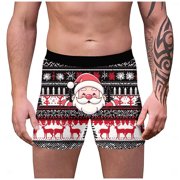 FhsagQ Underwear Mens Underwear Cotton Trunks Men's Casual Fashion Crotch Christmas Printed Series Shorts Underwear Men Underwear Brief Pack Men's Underwear Cotton Spandex Black XXL