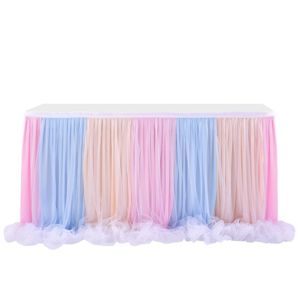 Mistaha Jupe de Table Maison Fête Gaze Nappe Enveloppe Gaze Plancher Long Fil Utilisé pour Décoration de Mariage Noël Dessert Hôtel Table de Conférence