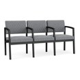 thumbnail image 1 of Lenox Steel Reception Waiting Room Healthcare 3 Seats Chair / Black Steel / Gray, 1 of 5