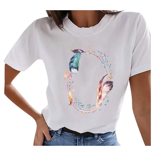 Pompotops Blouse Décontractée à Manches Courtes pour Femme d'Été Vintage à Motif Imprimé