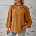 thumbnail image 5 of Timegard Hauts pour Femmes à Manches Longues Froncés à Col en V Fluides Légers Blouse de Bureau Chic Décontractée Ample Hauts, 5 of 5