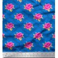 thumbnail image 1 of Soimoi Tissu en Coton Cambric Design Quatrefoil, Imprimé Floral Feuilles & Roses au Mètre 56 Pouces de Large, 1 of 3