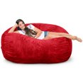 thumbnail image 1 of Ultimate Sack Lounger Bean Bag Chair Oversized Indoor Comfy Loveseat, Red Suede, 1 of 7