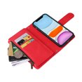 thumbnail image 4 of Case for iPhone 12 Cover Zipper Pocket Wallet Case Magnetic Protective - Red, 4 of 5