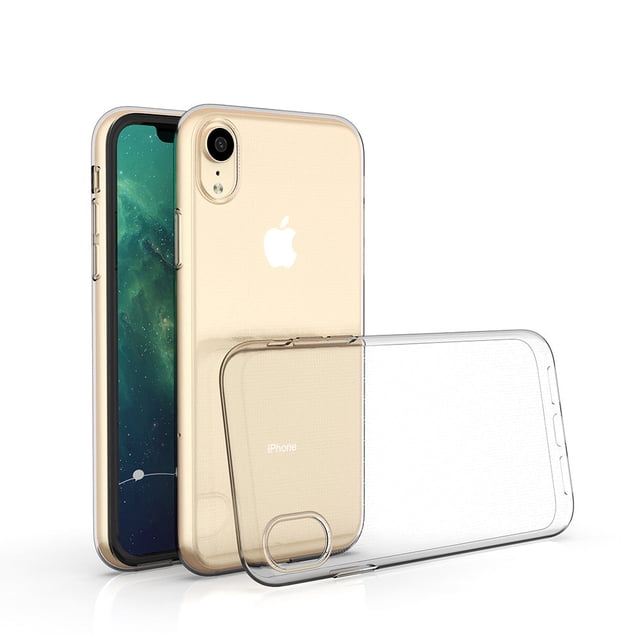 PANDACO Clear Case for iPhone XR, a fitted soft shell case made of TPU material. The clear back design showcases the iPhone XR while providing protection against bumps and scratches. The case is lightweight and precisely cut for easy access to buttons and ports.