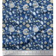 thumbnail image 1 of Soimoi Satin Silk Fabric Leaves & Floral Block Decor Fabric Printed Yard 42 Inch Wide, 1 of 3
