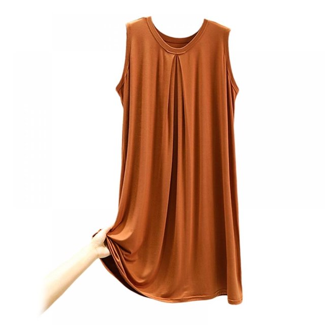 Modal Lingerie Chemise de Nuit Sans Manches pour Femmes, Robe de Nuit d'Été, Camisoles Unies