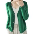 thumbnail image 4 of Cardigan Manteau Doux en Tricot pour Femmes, Mode Durable, Printemps et Automne, Décontracté, Ample, Uni, Manches Longues, Col en V, à Boutons - Hontri, 4 of 4