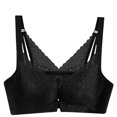 thumbnail image 2 of Meichang Front Closure Bras for Women Plus Size Unpadded Lace Racerback Lightly Buckle Bras Wireless Full Coverage Push Up Bras Comfortable Ultra Thin Everyday Bras Black L, 2 of 6