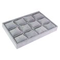 thumbnail image 1 of Youkk Bracelet Box Watch Pendant Stud Earring Tray 12 Grid Plate with Pillow Jewelry Organizer Multifunction Packing Tool Case Gray velour Gray velour, 1 of 6