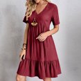 thumbnail image 1 of Ovzne Robes pour Femmes Robe d'Été Mode Femmes Été Décontractée Col en V Manches Courtes Mini-Robe Robe d'Été Manches Courtes Liquidation, 1 of 7