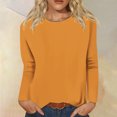 thumbnail image 2 of Timegard Womens Tops Long Sleeve Round Neck Solid Color Basic Tee Fall Casual Comfy Loose Tops Blouse, 2 of 5