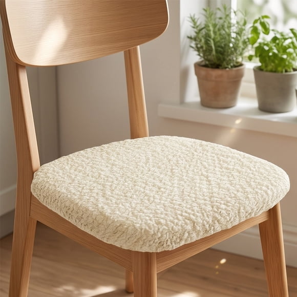 Dvkptbk Thick Velvet Stretch Dining Chair Seat Covers Elastic Curved Horns Kitchen Chair Cushion Slipcover Cover