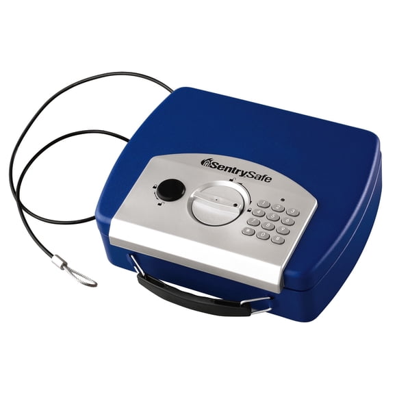 SentrySafe Small Blue Safe with Digital Keypad, Lock Box for Dorm or Travel can Store Money, Jewelry, Passports, â??0.08 Cubic Feet, Exterior: 2.9 x 10 x 7.9 inches, P008EBLU
