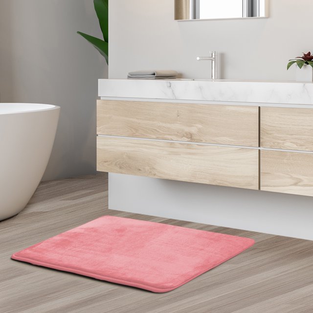 1 Small Clara Clark Bath Mat Bathroom Rug - Absorbent Memory Foam Bath Rugs - Non-Slip, Thick, Cozy Velvet Feel Microfiber Bathrug, Plush Shower, Toilet- Floor Bathmats Carpet - Pink - 17"x24"