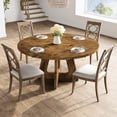 thumbnail image 3 of Table Only-47" Round Dining Table, Wooden Kitchen Table for 4, Farmhouse Dinner Table with Wooden Top and Legs for Home Dining Room or Living Room(Only Table), 3 of 9