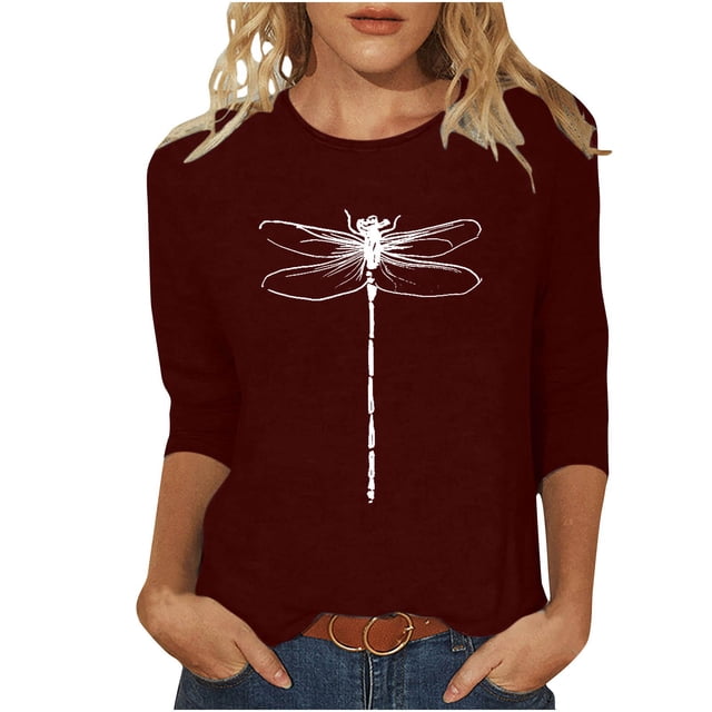 HKEJIAOI Blouse d'Été à Manches 3/4 pour Femmes, Imprimé Floral, Col Rond