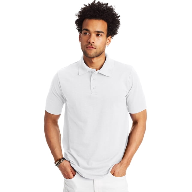 Hanes Polo Piqué X-Temp FreshIQ pour Hommes, 2TG, Blanc