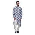 thumbnail image 1 of Atasi Designer Printed Summer Wear Long Kurta With White Pajama Set For Men, 1 of 3