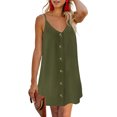 thumbnail image 2 of Fridja Robe Courte Sans Manches à Bretelles Col en V Couleur Unie pour Femme, 2 of 7