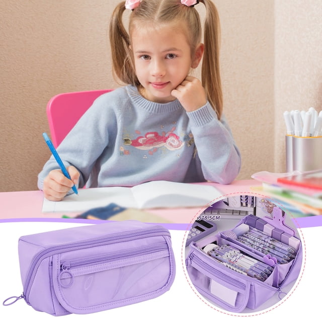 Fiudx Japanese and Korean Style Multi-Layer Cloth Pencil Case Student Stationery Storage Box Pencil Case Crossborder Pen Container