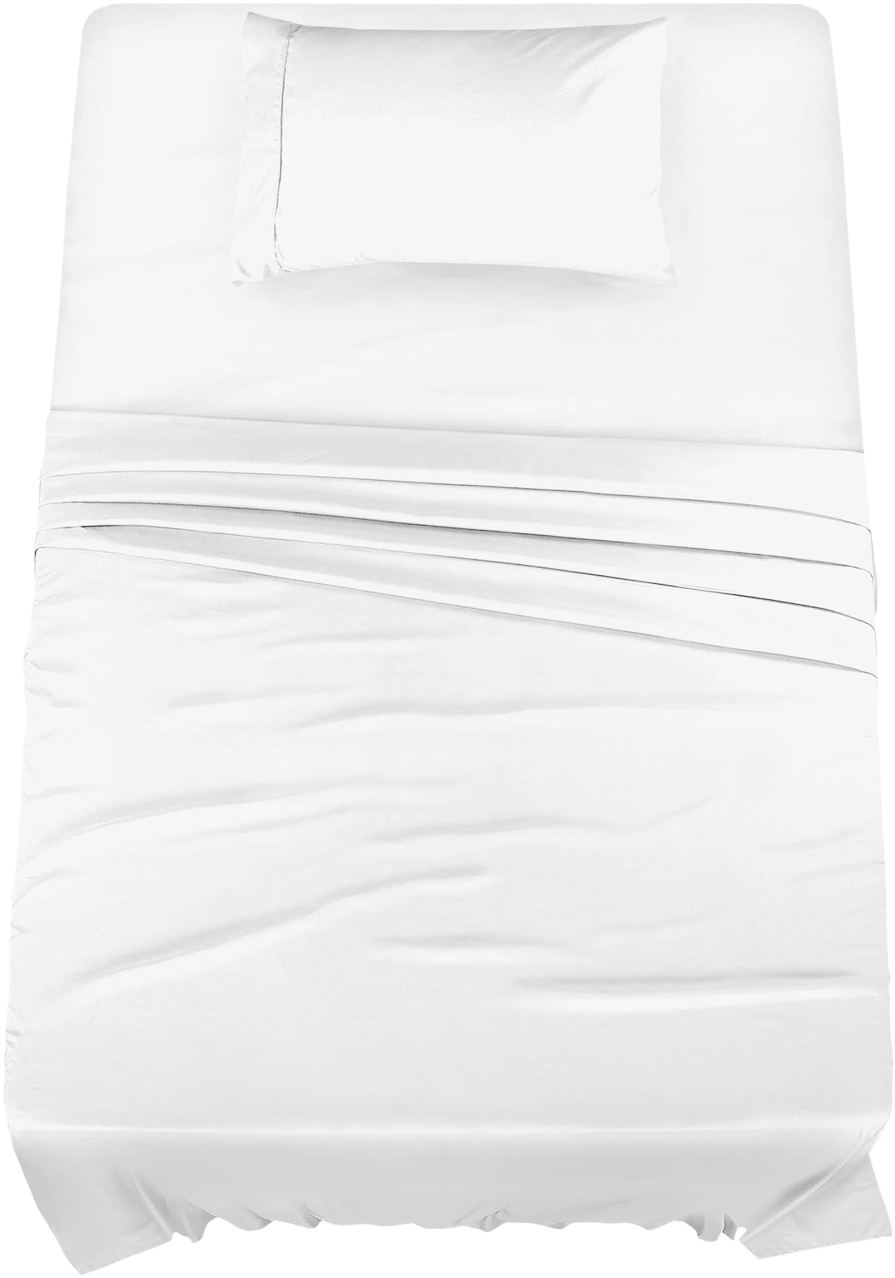 Casavia - Premium Bedding Sets- 400 Thread Count- Soft Sateen 100% Cotton - Twin 3 Piece sheet sets, 3 Pc Bedding for Kids, Dorms & Adults, Deep Pocket, Easy Fit, Twin Bed Sheets (Bright White Sheets)
