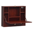 thumbnail image 1 of Giantex Wall Mounted Desk, Multi-Function Floating Desk w/Storage Drawer & Shelves, Wall Mounted Computer Desk for Home & Office, Brown, 1 of 6