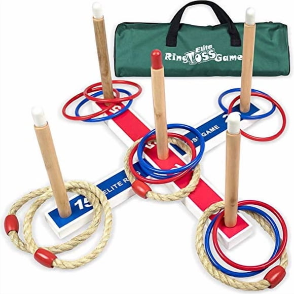 Jeux Extérieurs Elite pour Enfants - Jeux de Lancer d'Anneaux dans la Cour pour Adultes et Famille. Jeux de Cour Faciles à Assembler, avec Sac de Transport Compact pour un Rangement Facile. Jeux Amusants pour Enfants Ou Jouets d'Extérieur pour Enfants