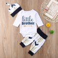 thumbnail image 1 of Newborn Baby Boys Brother Romper Pants Hat Infant Outfits Set Clothes, 1 of 4