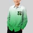 thumbnail image 2 of RXMEKW Chemise à Manches Longues Imprimée de la Saint-Patrick pour Garçons avec Col Rabattu, 95 % Coton 5 % Élasthanne, Vert, 2 of 7