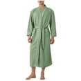 thumbnail image 2 of Horkkom Robe for Men with Pockets Color Block Bathrobe Fall Loose Tie House Coat XXXL, Gifts for Men, 2 of 4