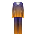 thumbnail image 4 of Timegard Ensembles de Pyjamas pour Femmes 2 Pcs Confortables Couleur Dégradée Manches Longues Col en V Haut et Pantalon Tenues de Pjs, 4 of 5