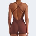 thumbnail image 3 of Women Backless Tummy Control Jumpsuits High Waist Workout Jumpsuits Sleeveless V Back Scrunch Yoga Rompers, 3 of 8
