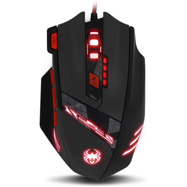 Souris de Jeu, Souris de Jeu Optique Laser, Souris de Jeu Optique 9200dpi Pc Gamer avec Dpi Réglable, 8 Poids Pcs., Éclairage Led, 8 Boutons, Usb Câblé, Grand, Droitier